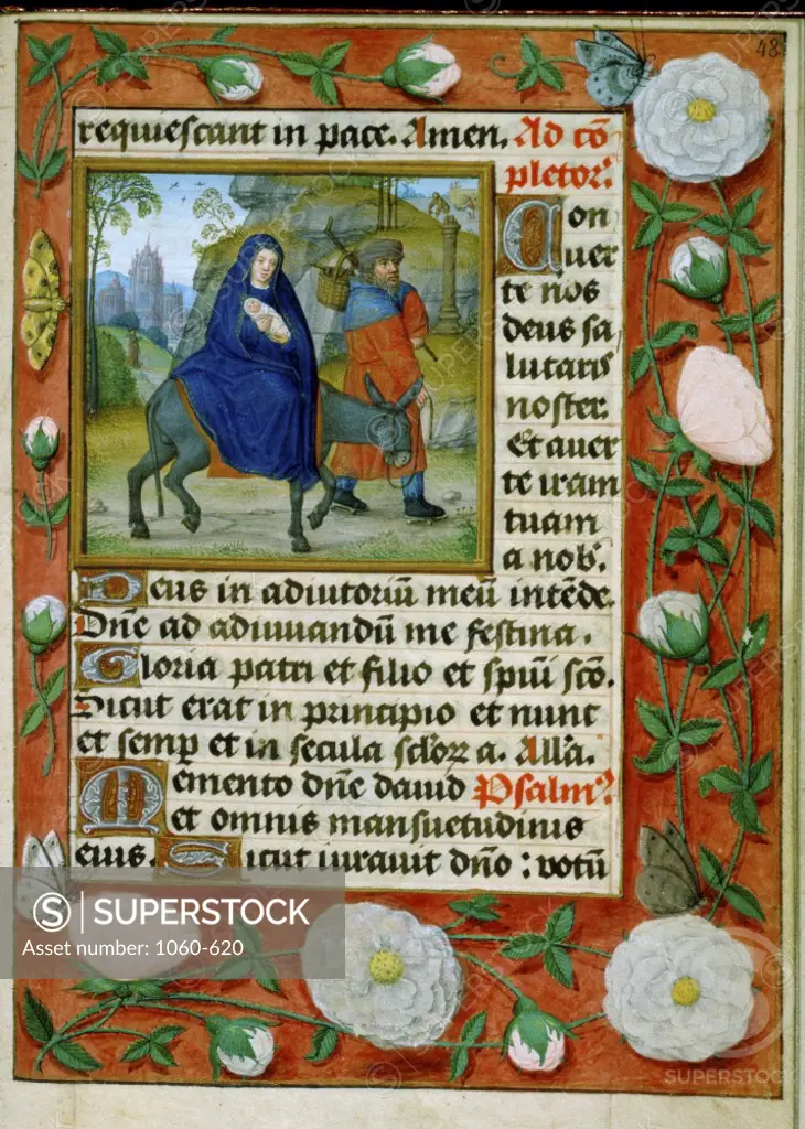 The Flight into Egypt  from the Book of Hours Manuscript Illumination Artist Unknown The Huntington Library, Art Collections, and Botanical Gardens, San Marino, California   
