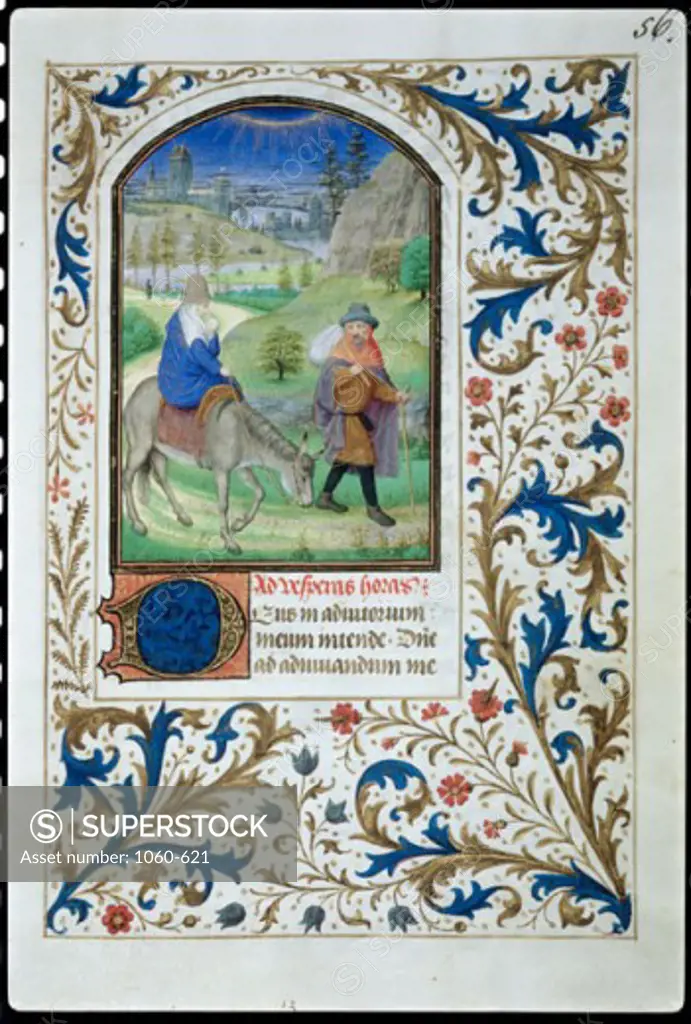 The Flight Into Egypt, Book Of Hours C. 1450-75 Simon Marmion (ca.1425-1489 French) Decorated Vellum Leaf The Huntington Library, Art Collections and Botanical Gardens, San Marino, CA