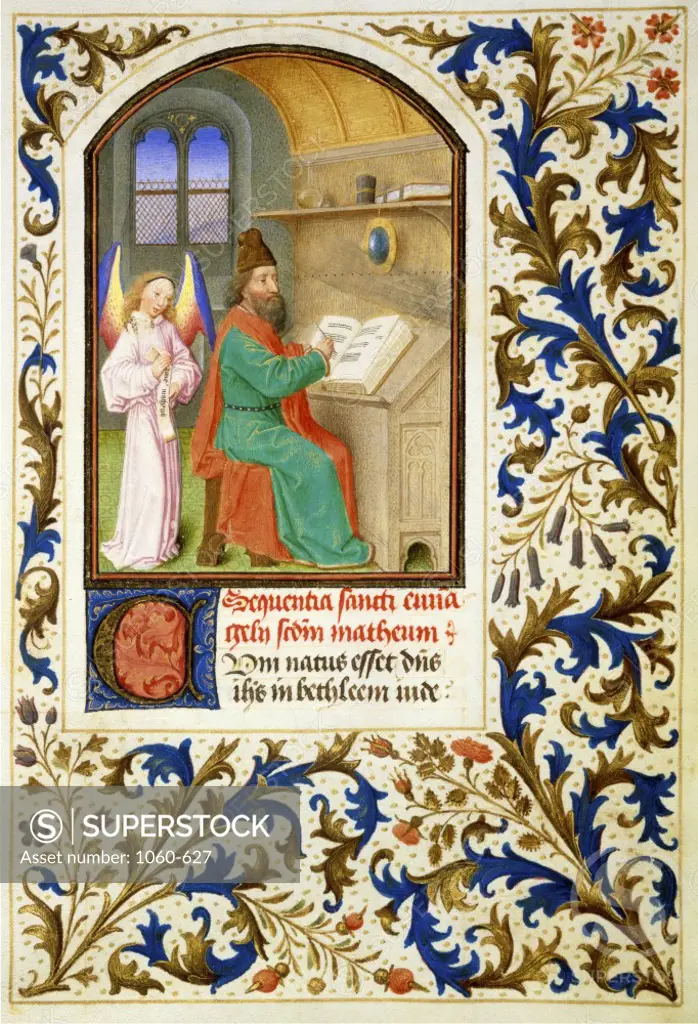 St. Matthew Book of Hours  c. 1450-1475 Simon Marmion (c.1425-1489/French) Decorative vellum leaf   The Huntington Library, Art Collections, and Botanical Gardens, San Marino, California    