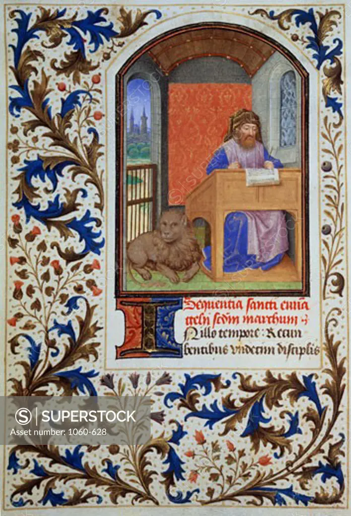 St. Mark Book Of Hours c. 1450-75 Simon Marmion (ca.1425-1489 French) Decor. Vellum Leaf The Huntington Library, Art Collections and Botanical Gardens, San Marino, CA