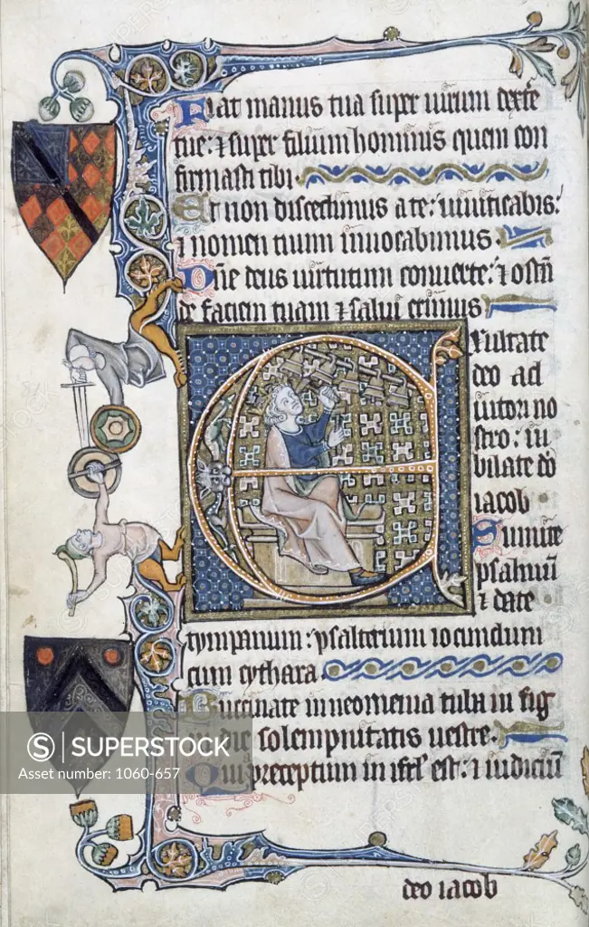Psalter: David Playing Bells, C. 1300-1350, Manuscripts, The Huntington Library, Art Collections, and Botanical Gardens, San Marino, California