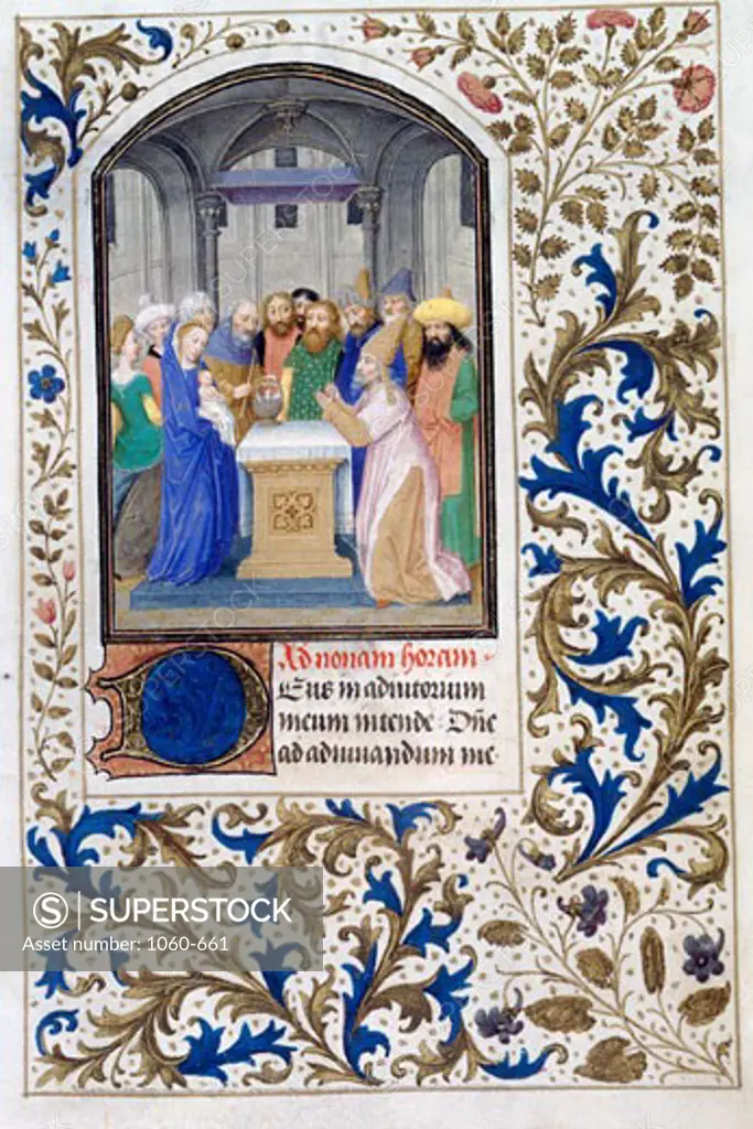 Presentation in the Temple, The Book of Hours, C. 1450-75, Simon Marmion, (C. 1425-1489/French), Decor, Wellum Leaf, The Huntington Library, Art Collections