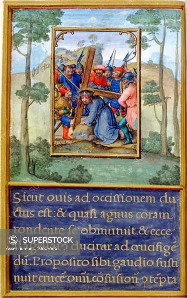Road to Calvary, The Flemish Miniature, The Book of Hours (Spanish), C.1500-1550, Simon Bening, (C. 1483-1561/Netherlandish), The Huntington-San Marino, California