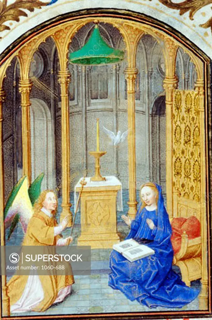 The Annunciation - Detail, Book of Hours, Simon Marmion (ca.1425-1489 French), The Huntington Library, Art Collections, and Botanical Gardens, San Marino, California