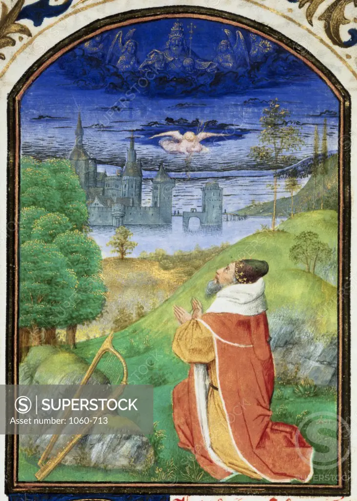 King David in Prayer - Detail Book of Hours Simon Marmion (ca. 1425-1489 French) The Huntington Library, Art Collections, and Botanical Gardens, San Marino, California 