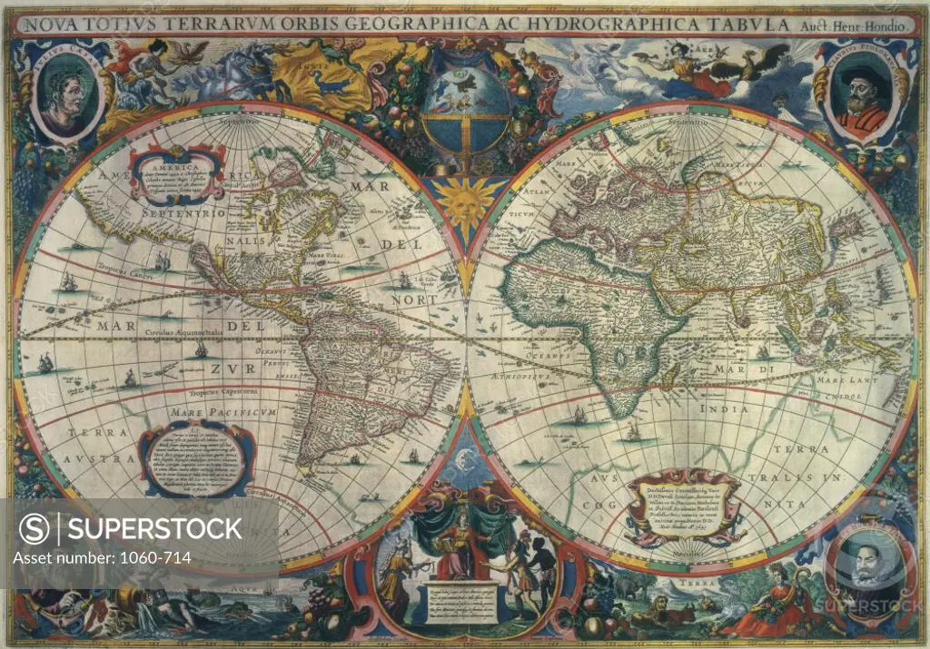 World Map From "Novus Atlas"  Henricus Hondius (Dutch) The Huntington Library, Art Collections, and Botanical Gardens, San Marino, California    