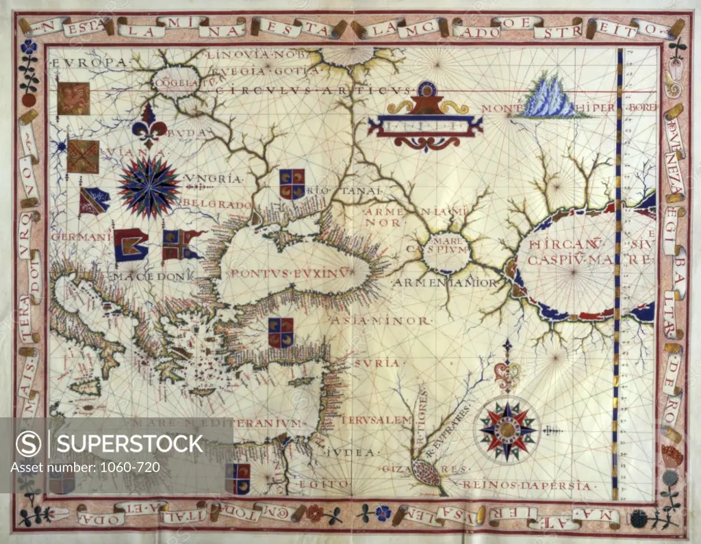 Eastern Mediterranean, Black Sea, & Caspian Sea Portolan Atlas 1547 Fernao Vaz Dourado (16th C.) The Huntington Library, Art Collections, & Botanical Gardens, San Marino, CA                - 