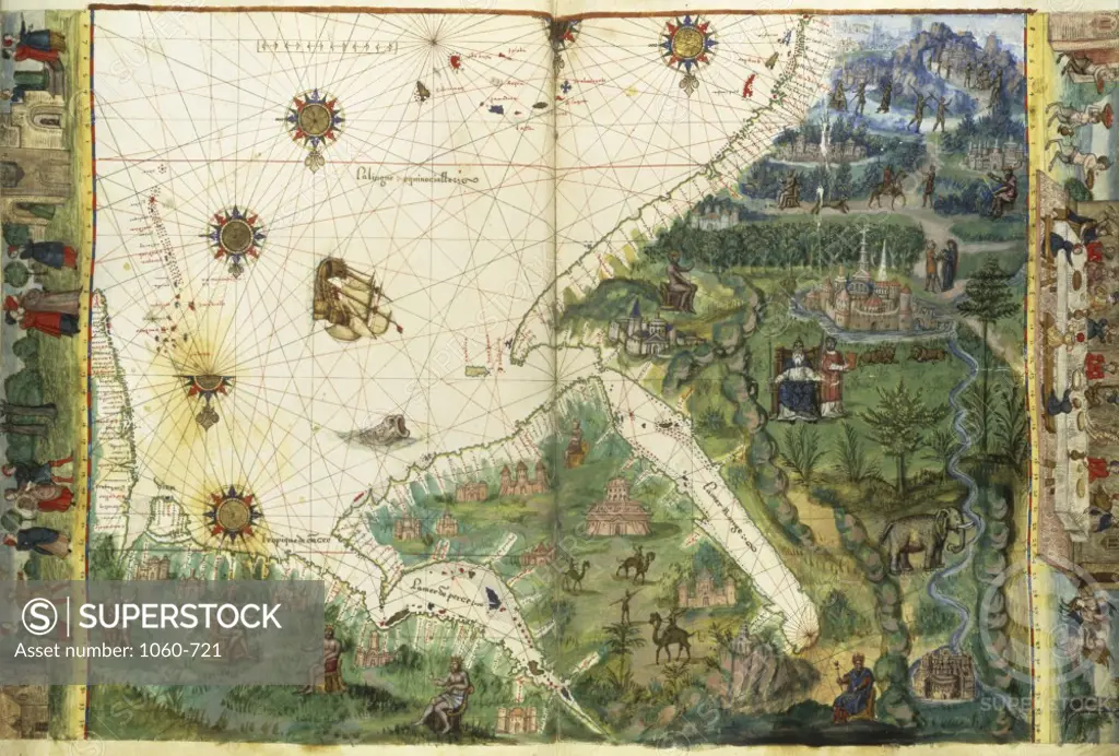 Arabian Sea, Red Sea and Persian Gulf 1547 Portolan Atlas The Huntington Library, Art Collections and Botanical Gardens, San Marino, California, USA   