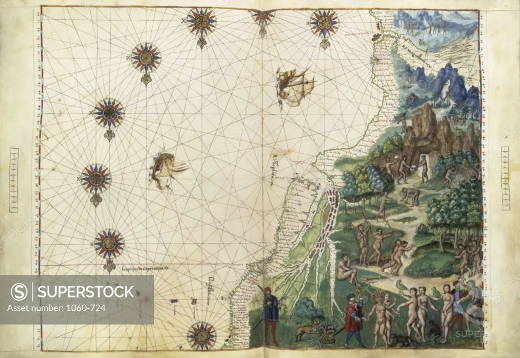 Southeastern South America, Straits of Magellan  1547 Portolan Atlas The Huntington Library, Art Collections, and Botanical Gardens, San Marino, California, USA  