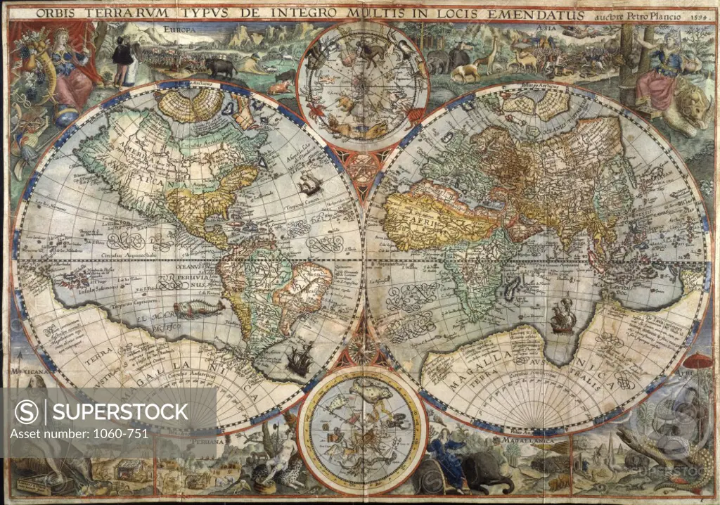 World Map from "Itinerario"    Jan Huygen van Linschoten (1563-1611/Netherlandish)    The Huntington Library, Art Collections, and Botanical Gardens, San Marino, CA                - 