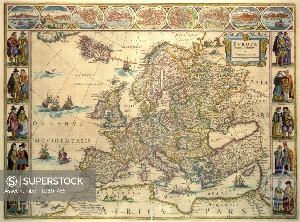 Map of Europe  Grooten Atlas Mid 17th Century Joan Blaeu (1596-1673/Dutch ) The Huntington Library, Art Collections, and Botanical Gardens, San Marino, California     