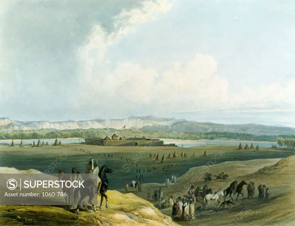Fort Union, Illustration for Wied-Neuwied, Karl Bodmer (1809-1893 Swiss), The Huntington-San Marino, California
