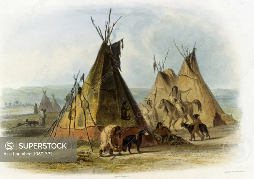 A Skin Lodge of an Assiniboin Chief Illustration In Wied-Neuwied Karl Bodmer (1809-1893 Swiss) The Huntington Library, Art Collections, and Botanical Gardens, San Marino, California 