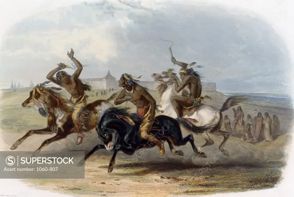 Horse Racing of Sioux Indians Illustration in Wied-Neuwied Karl Bodmer (1809-1893 Swiss) The Huntington Library, Art Collections, and Botanical Gardens, San Marino, California 