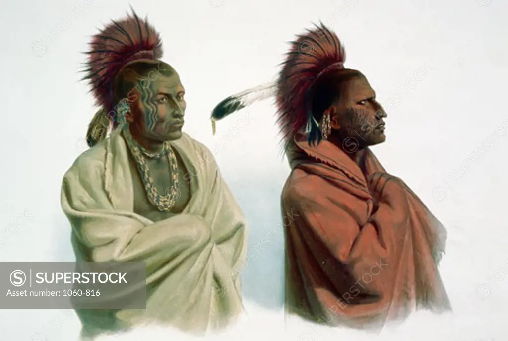 Saki Indian and Musquake Indian, Illustration for Wied-Neuwied, Karl Bodmer (1809-1893)Swiss, The Huntington-San Marino, California