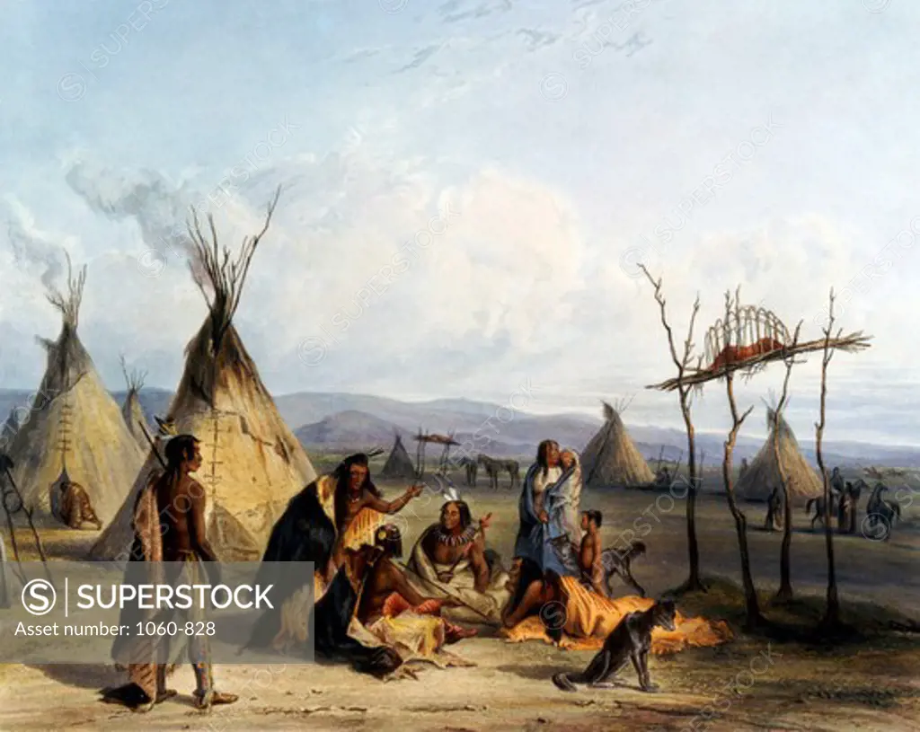 Funeral Scaffold of a Sioux Chief Illustration From Wied-Neuwied Karl Bodmer (1809-1893 Swiss) The Huntington Library, Art Collections, and Botanical Gardens, San Marino, California 