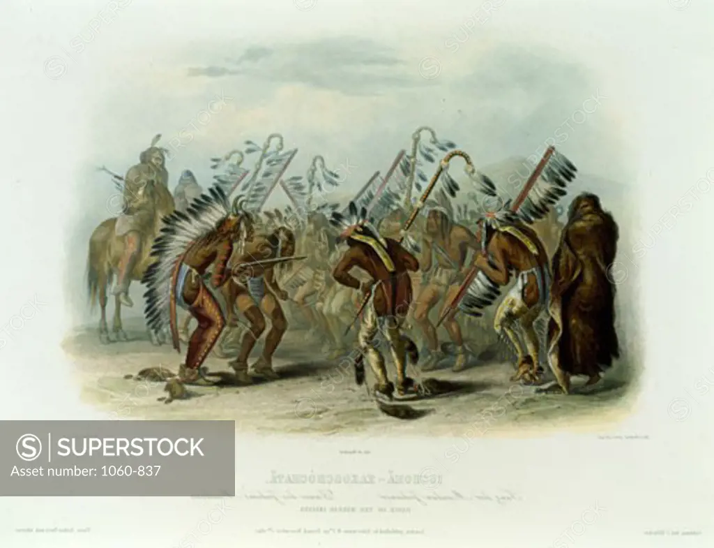 Dance of the Mandan Indians, Illustration in Wied-Neuwied, Karl Bodmer (1809-1893 Swiss)