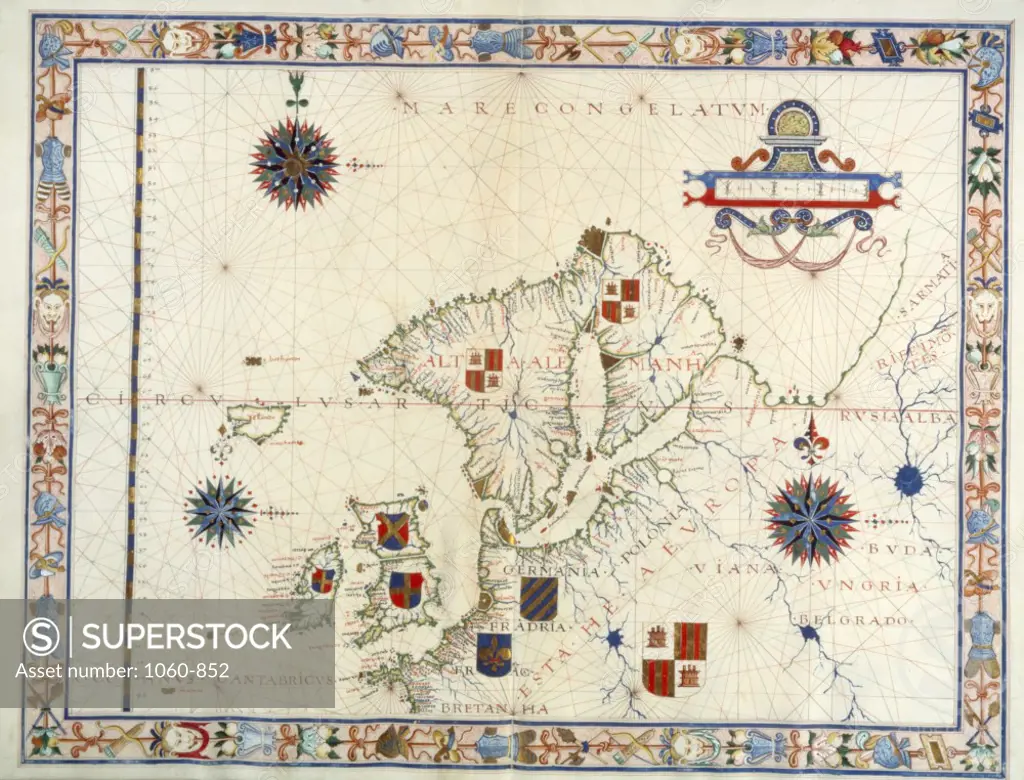 Scandinavia and Northwestern Europe, 1547, Fernao Vaz Dourado (16th C.), The Huntington Library, Art Collections, and Botanical Gardens, San Marino, California