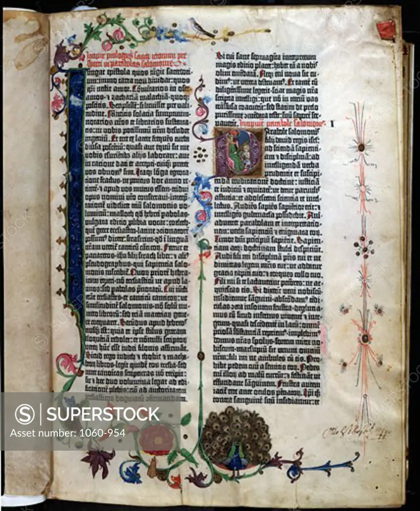 Gutenberg Bible Decorative Page C.1455 Manuscripts The Huntington Library, Art Collections, and Botanical Gardens, San Marino, California, USA
