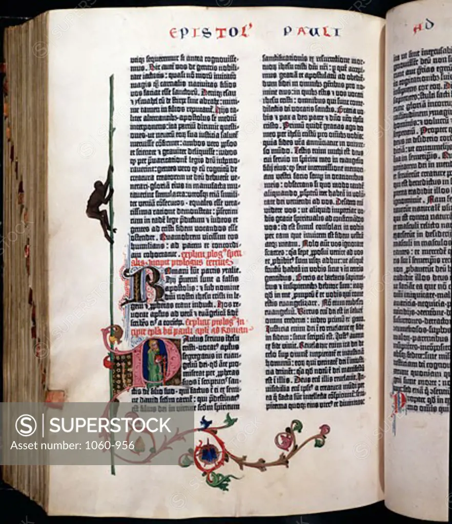 Gutenberg Bible Paul's Epistle C. 1455 Printed Book The Huntington Library, Art Collections, and Botanical Gardens, San Marino, California, USA