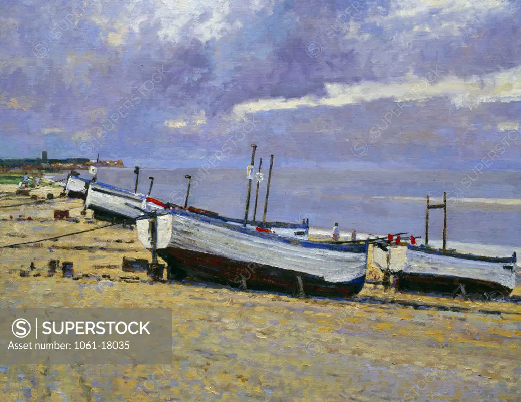 View Towards Thorpeness From Aldeburgh, Suffolk by Charles Neal, oil painting, 1996, born in 1951