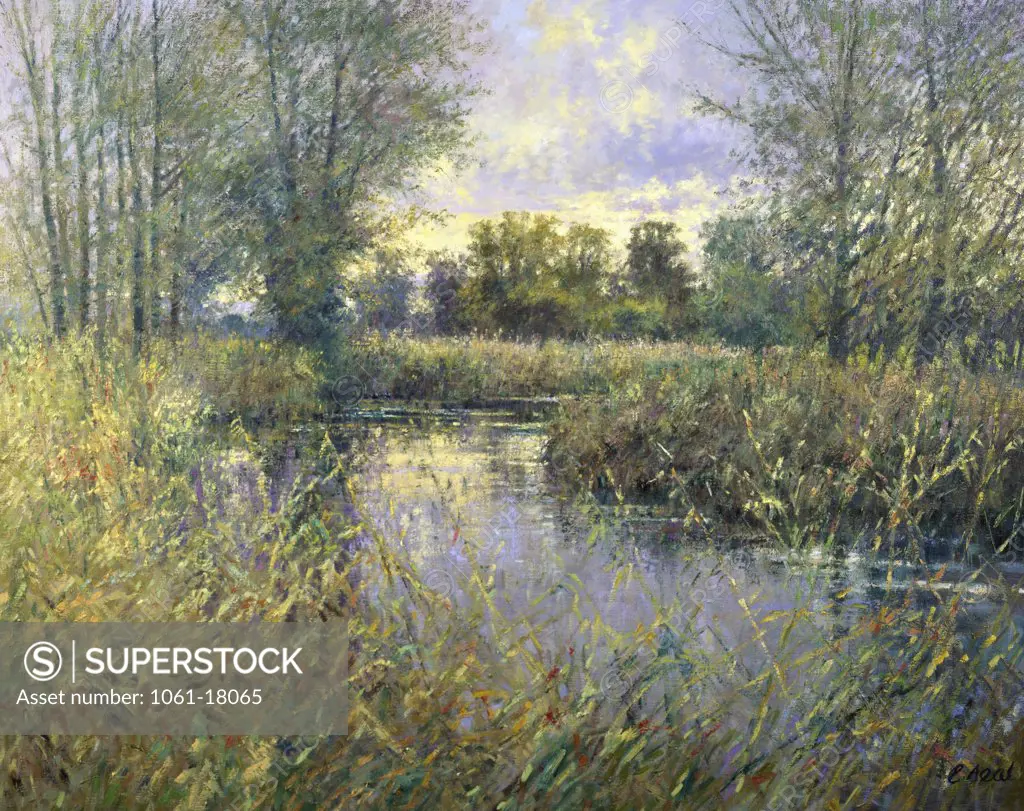 River Deben, Near Wickham Market, Suffolk 1992 Charles Neal (b.1951/British) Oil on canvas