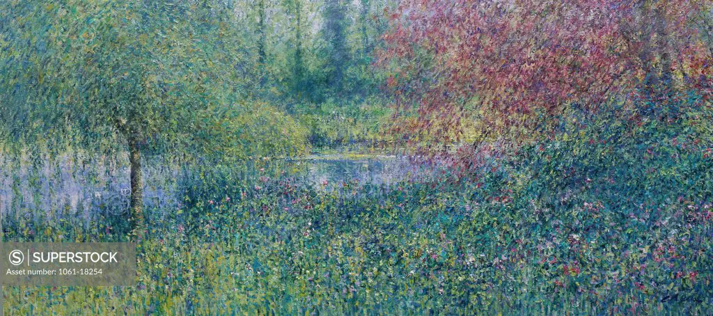 Lily Pond-Afternoon, July  2004 Charles Neal (b.1951/British) Oil on canvas