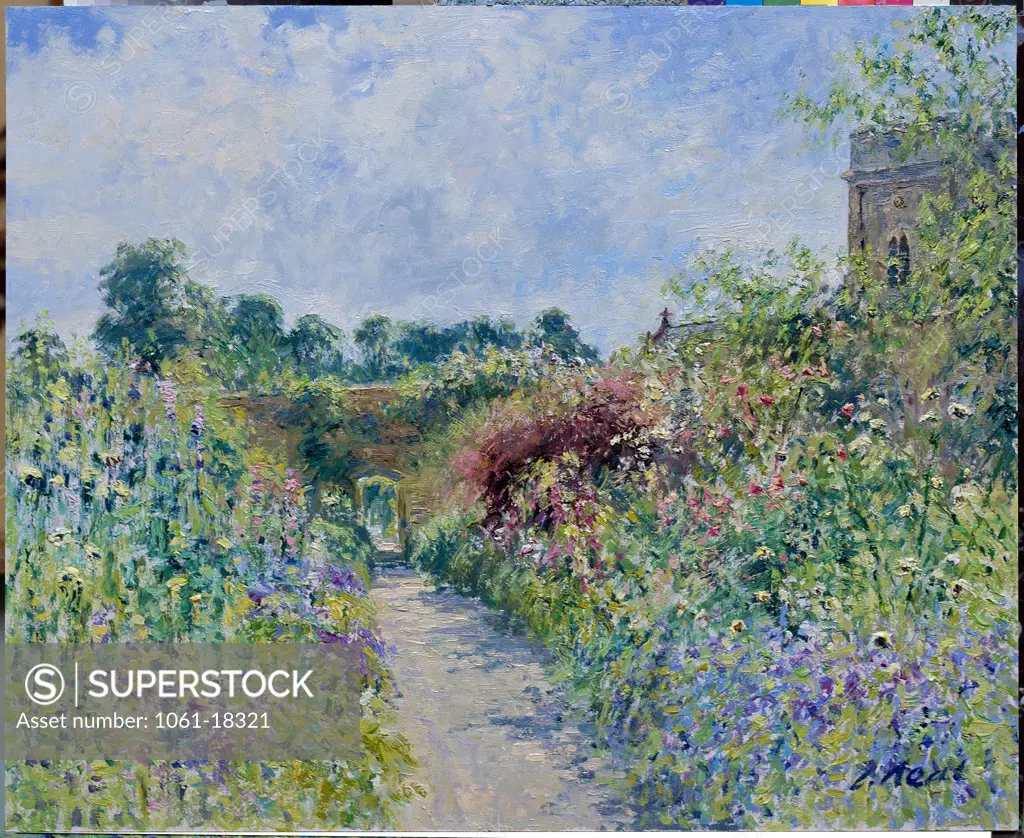 The Walled Garden, Rousham House, Steeple Aston, Oxfordshire 2003 Charles Neal (b.1951 British) Oil on panel