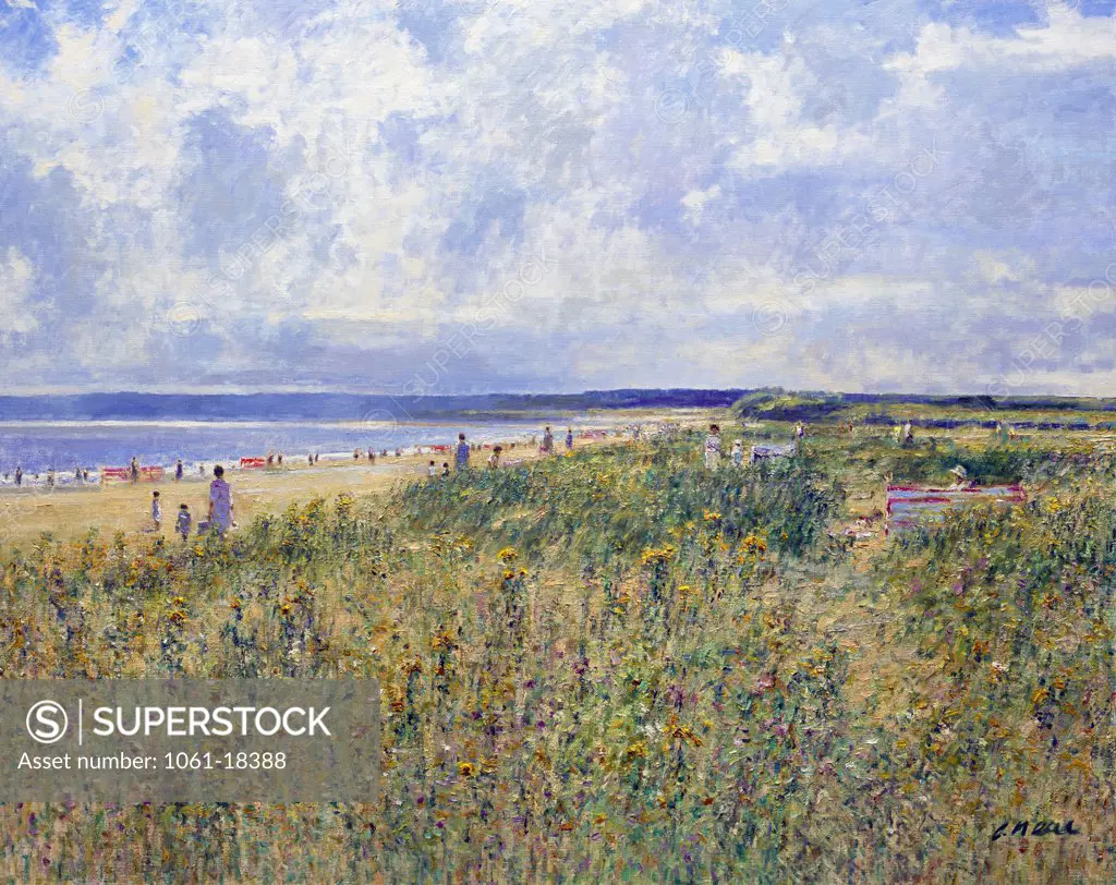 Walberswick Beach Near Southwold, Suffolk. Afternoon August. Charles Neal (b.1951 British) Oil On Canvas