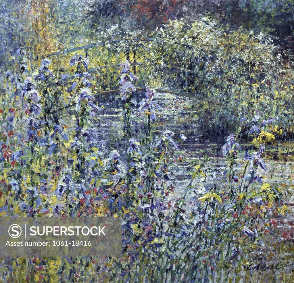 Blue Irises, Eastleach House, Eastleach, Gloustershire, Charles Neal, (b.1951/British), Oil on canvas