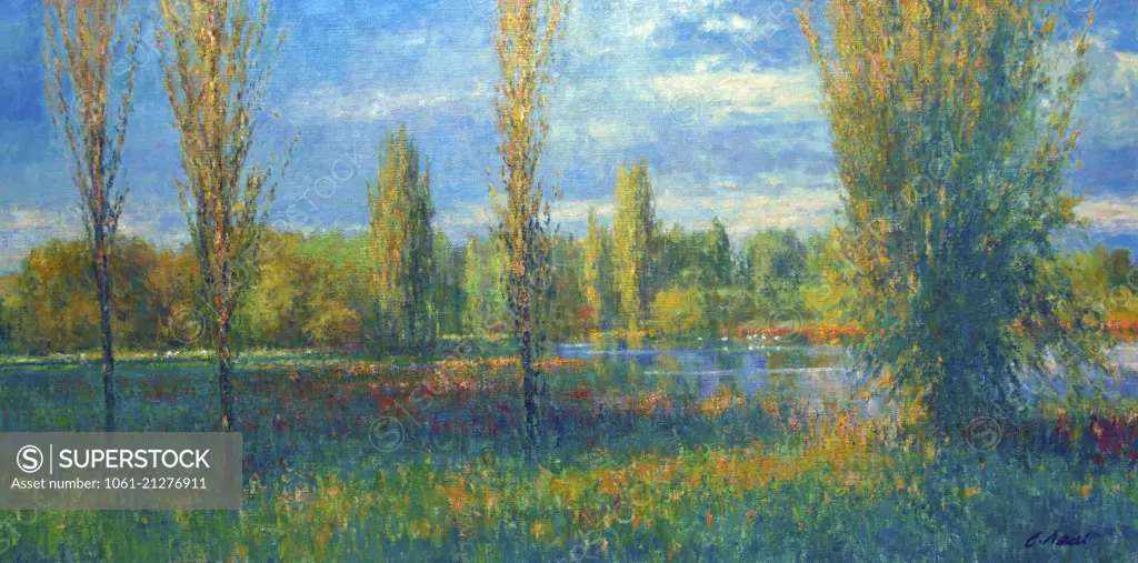 Alter Realism Autumn Colours Queen Pool Blen  Impressionist parkland composition