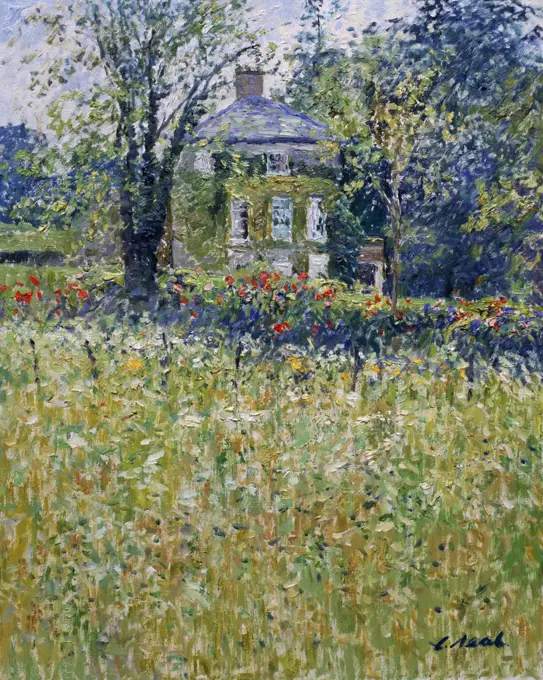 UK,  Gloucestershire,  Old Rectory,  Cowley (Afternoon,  June) by Charles Neal,  oil on panel,  b.1951 British