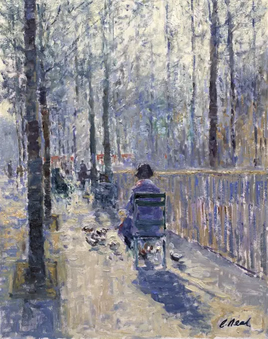 Morning, Jardin des Tuileries, Paris, France, Charles Neal, (b.1951/British), Oil on canvas