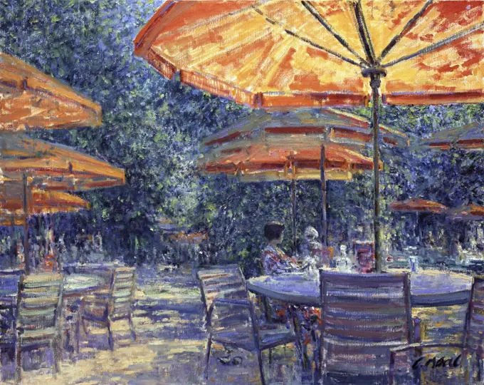 Afternoon Ambiance in July, Jardin des Tuileries, Paris, France, Charles Neal, (b.1951/British), Oil on canvas