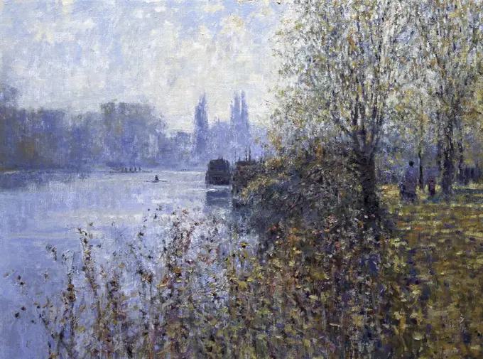 The Thames at Twickenham I, Surrey, Charles Neal, (b.1951/British), Oil on canvas
