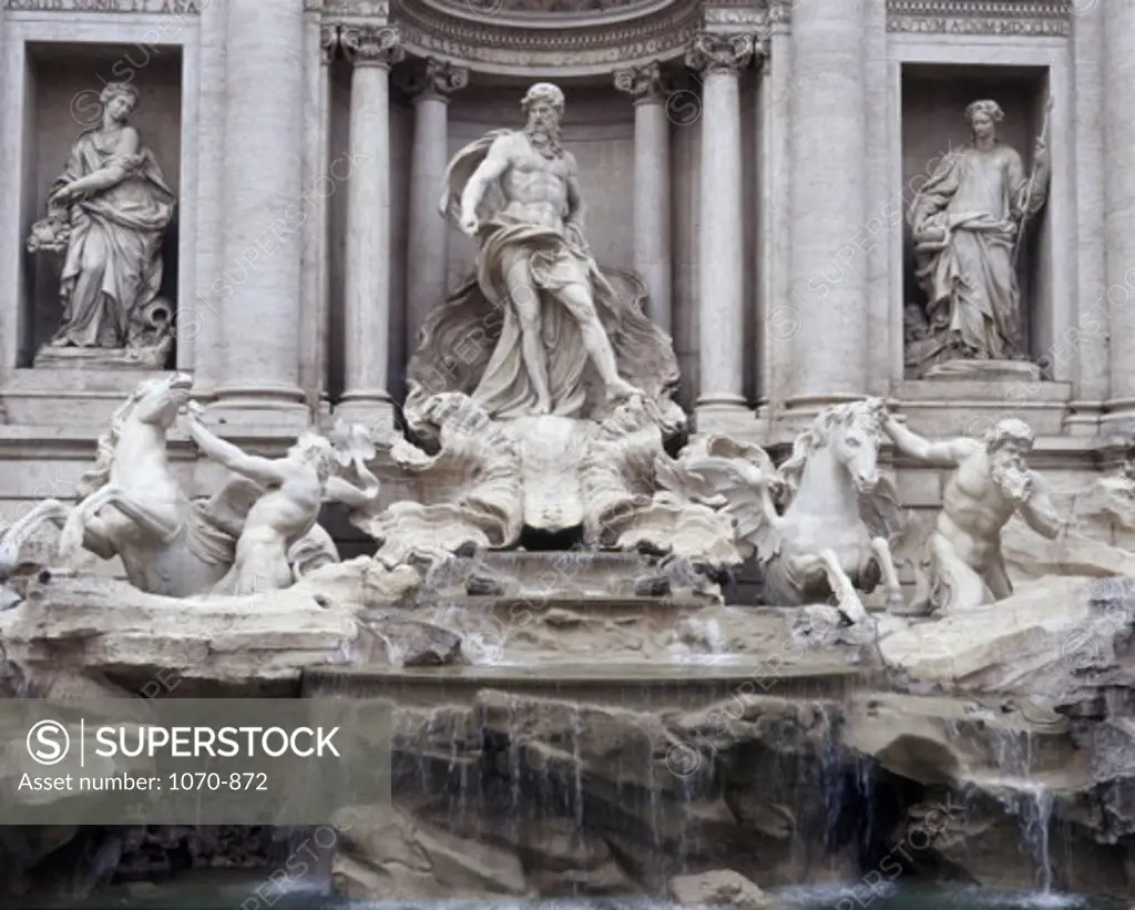 Statues at a fountain, Trevi Fountain, Rome, Italy