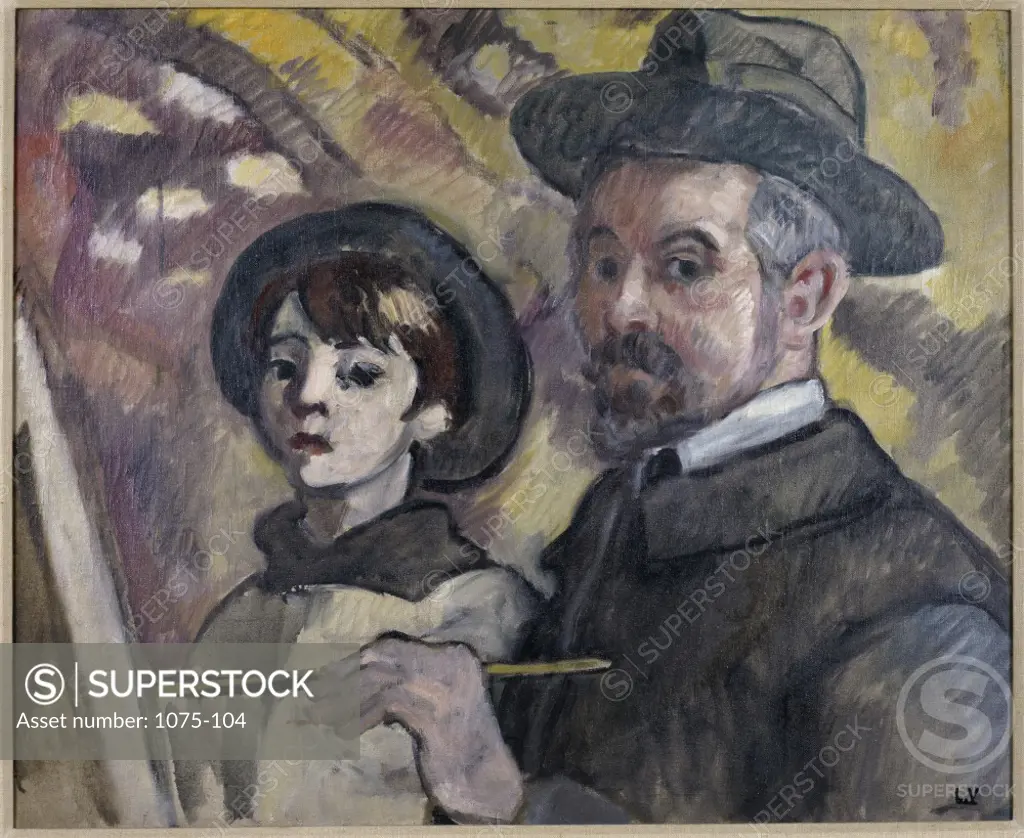 Valtat and his Son by Louis Valtat, oil on canvas, oil painting, fine art painting,
