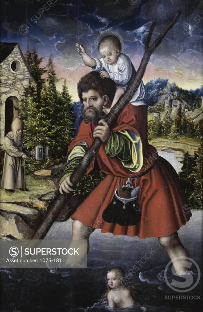 St. Christopher and the Christ Child  Lucas Cranach, the elder (1472-1553/German)  Oil on Wood Panel  The Cummer Museum of Art and Gardens, Jacksonville, Florida 