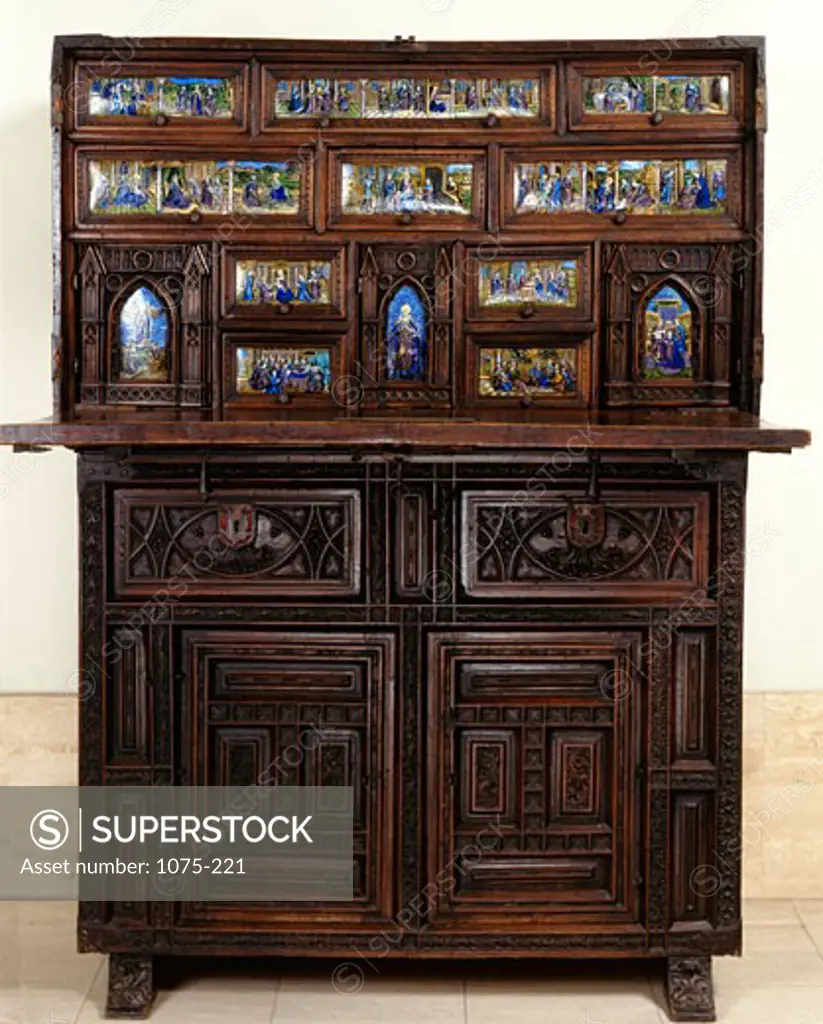 Spanish Desk with 13 Paintings,  Limoges Enamel,  USA,  Florida,  Jacksonville,  The Cummer Museum of Art and Gardens