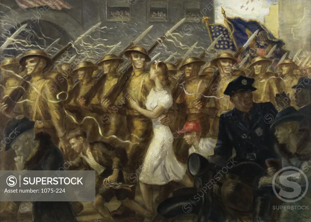 Parade to War by John Stewart Curry, oil on canvas, oil painting, fine art painting, 1938