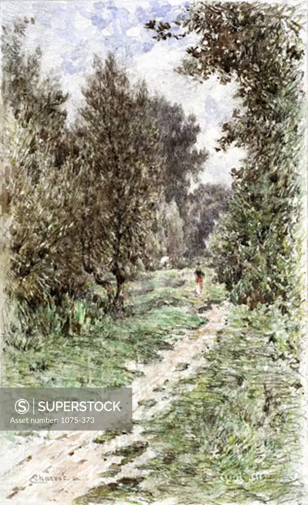 Landscape with Pathway Eugene Charvot (1847-1924 French) Watercolor & pencil Cummer Museum of Art & Gardens, Jacksonville, FL