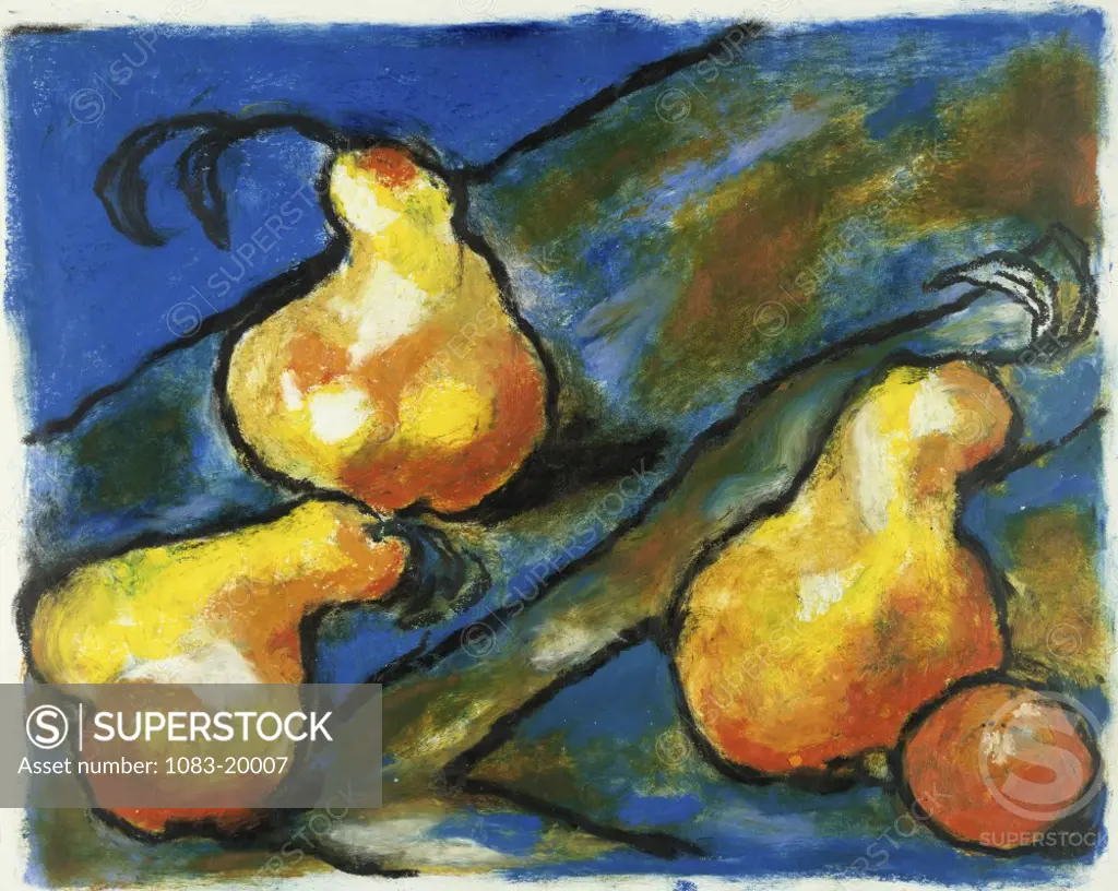 Study of Three Pears  Ashton Hinrichs (20th C./ American) Pastel on paper  