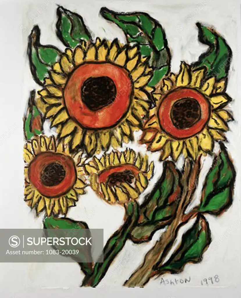 Sunflowers Les Tournesols 1998 Ashton Hinrichs (20th C. American) Pastel On Paper 