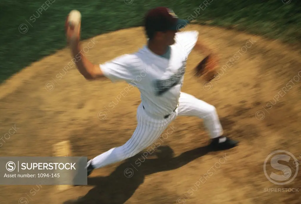 High angle view of a man playing baseball