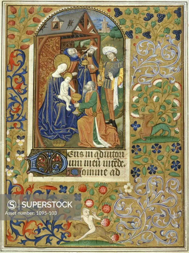 Adoration of the Magi  French Book of Hours  Late 15th C. Artist Unknown  Manuscript Illumination Newberry Library, Chicago  
