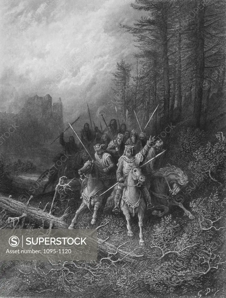 The Knights Progress,  by Gustave Dore,  from Idylls of the King,  (1832-1883),  USA,  Illinois,  Chicago,  Newberry Library