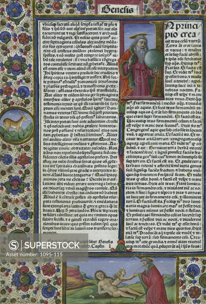 Biblia Latina - The Expulsion 1480 Vulgate Manuscript Illumination Newberry Library, Chicago, Illinois, USA 
