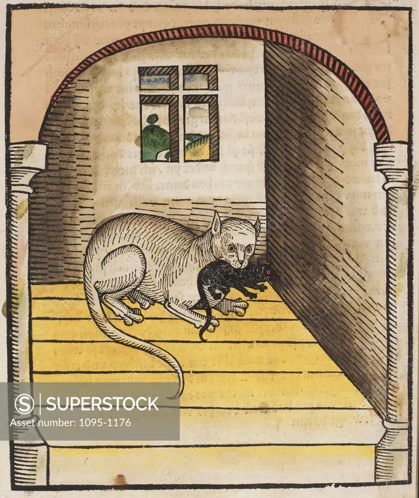 Cat with a Mouse in His Mouth (from "Buch der Weisheit der alten Weisen")  1483 Artist Unknown Newberry Library Chicago 
