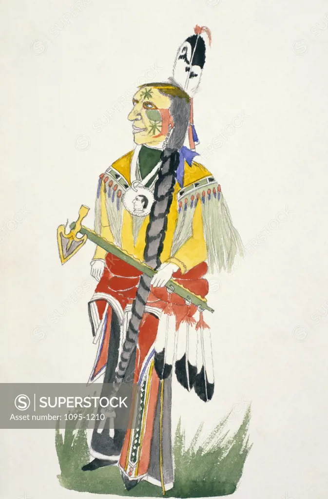 Chief with medallion around neck,  from Hawgone,  USA,  Illinois,  Chicago,  Newberry Library,  American History,  1880