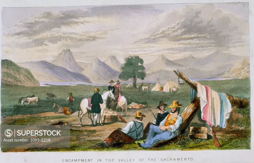 Encampment in the Valley of the Sacramento (from California:Its Past, Present & Future..) 1850 Newberry Library, Chicago 